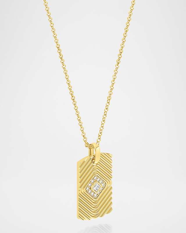18K Veni Diamond Pave Tag Necklace